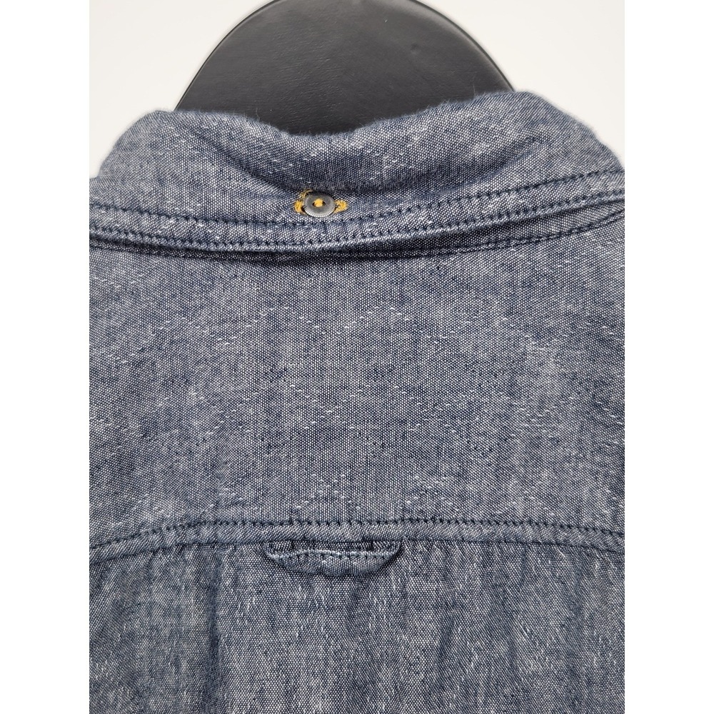 Timberland Mens Blue Chambray Long Sleeve Button Down Shirt Two Pocket Size L - Picture 7 of 14